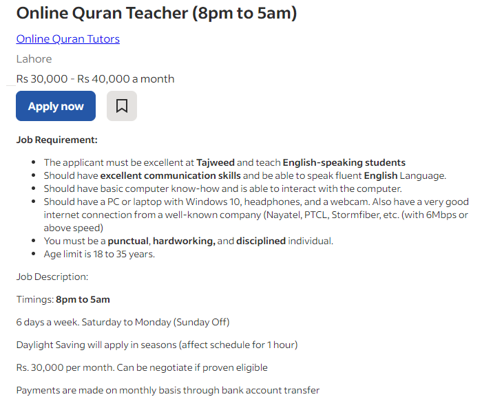 Online Quran Teacher Lahore 