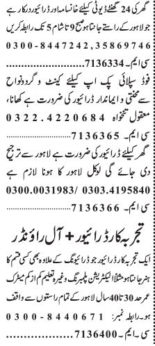 Driver Job in Lahore punjab 2023